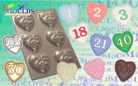 Heart Plaster Moulds with ages on them!